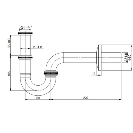 Sturotec Röhrensiphon 1 1/4" Langversion