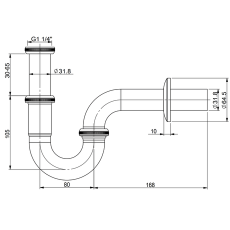 Sturotec Röhrensiphon 1 1/4"