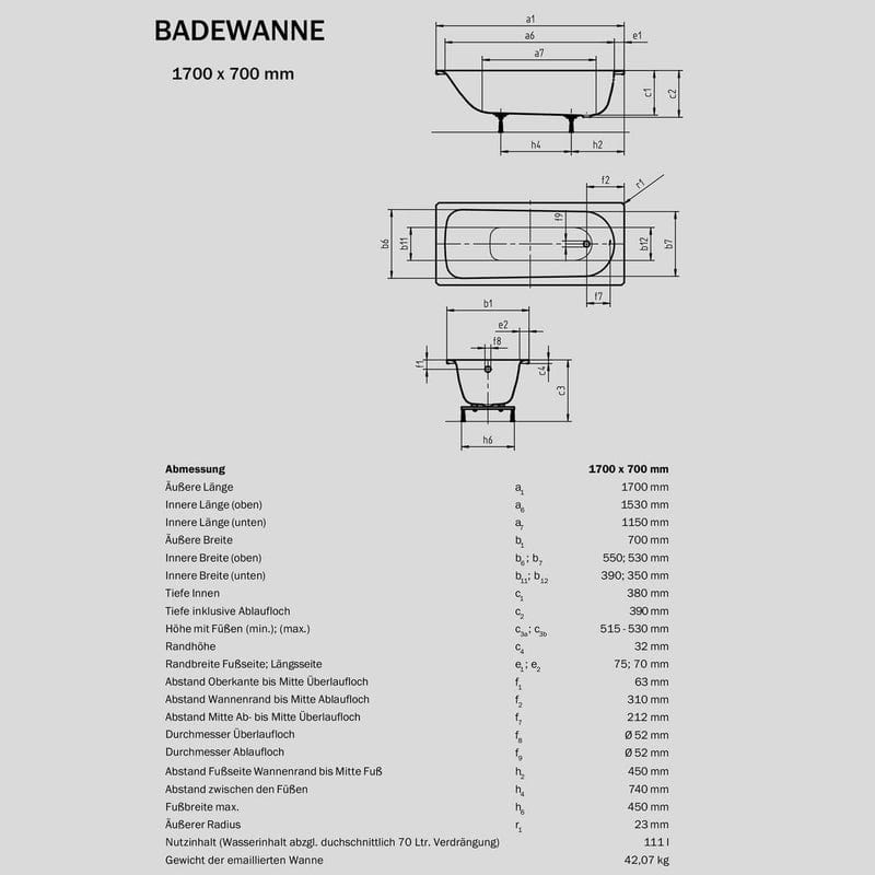 STUROTEC Sturoform Rechteck-Badewanne