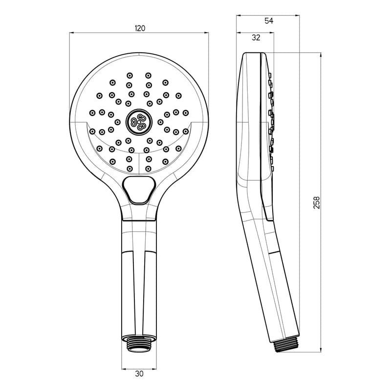 Sturotec Eco-Line 6 l/min Handbrause rund mit 3 Strahlarten