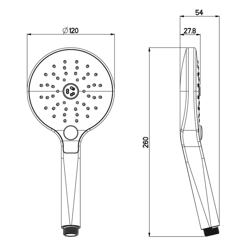 Sturotec Eco-Line 6 l/min Handbrause rund mit 3 Strahlarten