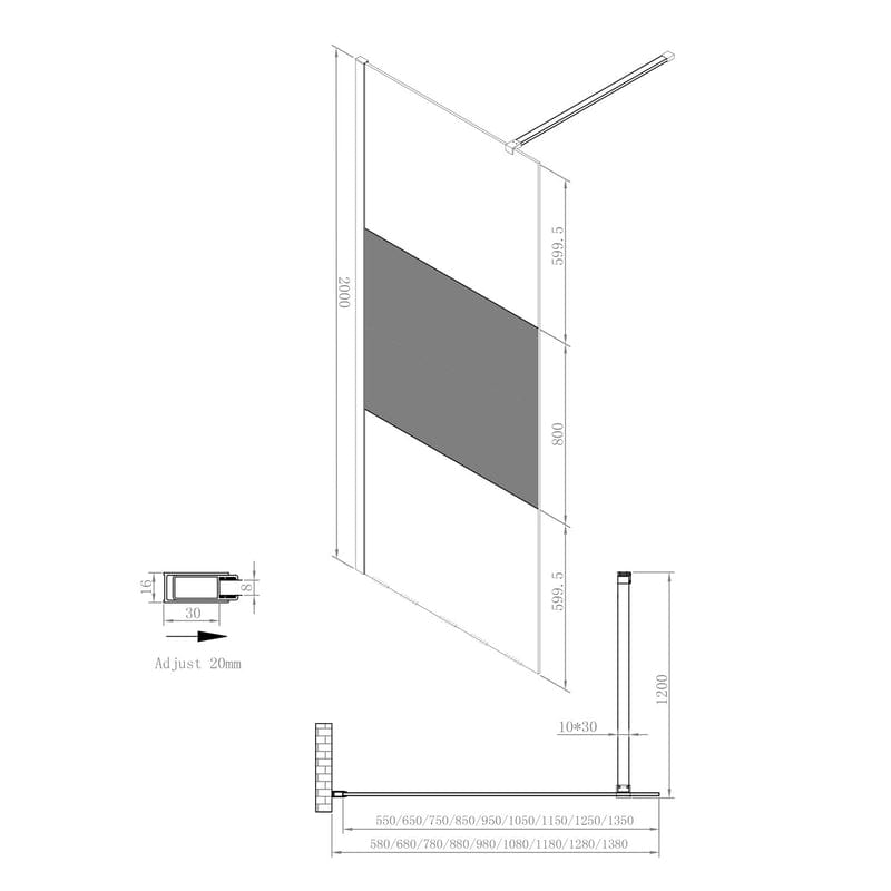 Sturotec 3020 Walk-In Seitenwand 120 x 200 cm mit Nano-Beschichtung