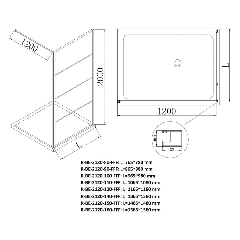 Sturotec 3060 Walk-In Seitenwand 90 x 200 cm mit Nano-Beschichtung
