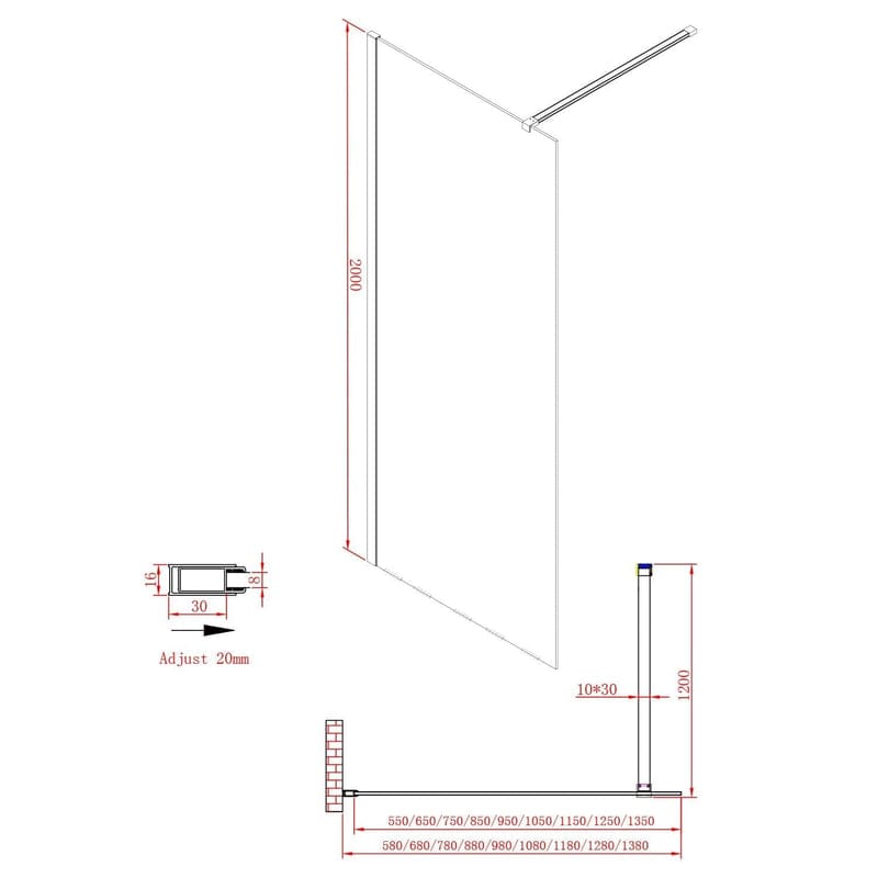 Sturotec 5090 Walk-In Seitenwand 120 x 200 cm mit Nano-Beschichtung
