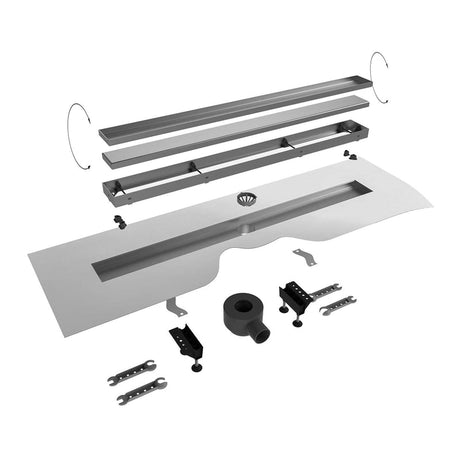 Sturotec Duschrinne 110 cm, Komplettset mit Designabdeckung