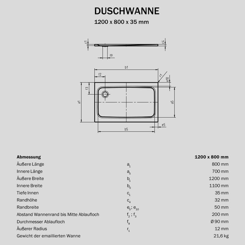 Sturotec Sturo superflat Duschwanne 120 x 80 x 3,5 cm