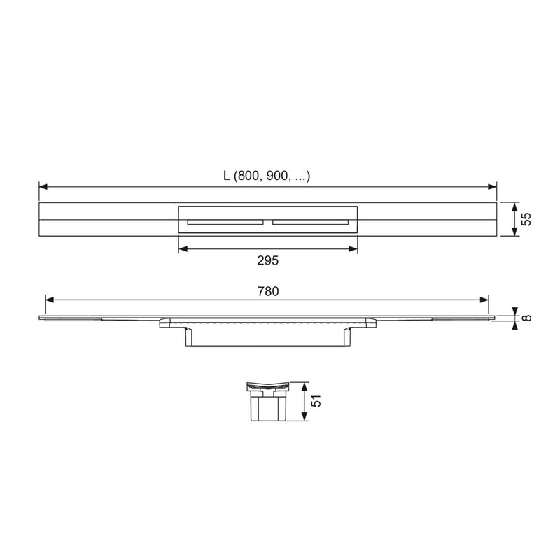 TECE TECEdrainprofile Duschprofil 160 cm