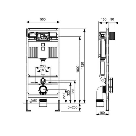 TECE TECEprofil WC-Modul mit Uni Spülkasten, Bauhöhe 112 cm