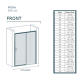 Duschabtrennung Front mit 1 Schiebetür + 1 festes Element TOKIO chrom