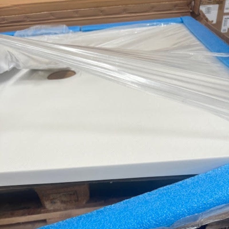 Aanbieding extra vlakke douchebak LOGIC, leisteenlook, WIT 90x90 cm