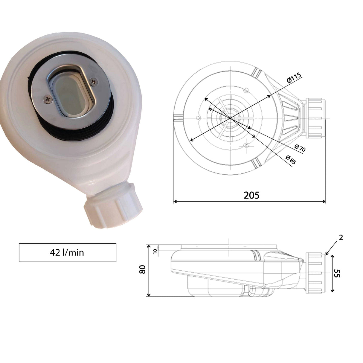 Extra flache Duschwanne ARCO in Schieferoptik ANTHRAZIT