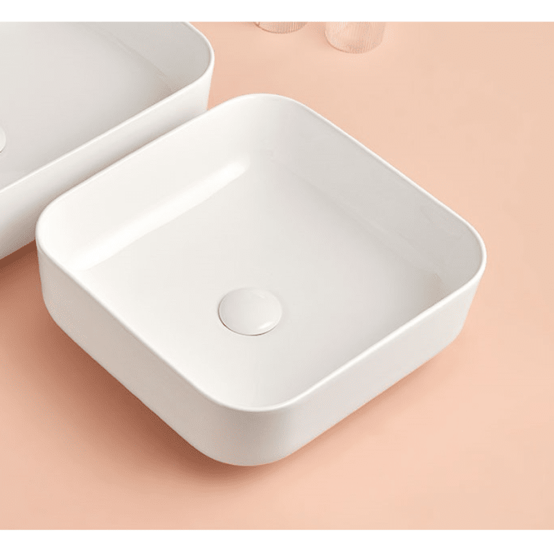 Rechteckiges Aufsatzwaschbecken aus weißer Keramik CATANIA