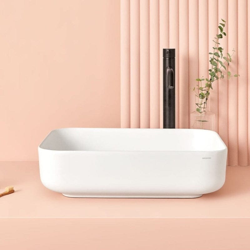 Rechteckiges Aufsatzwaschbecken aus weißer Keramik CATANIA