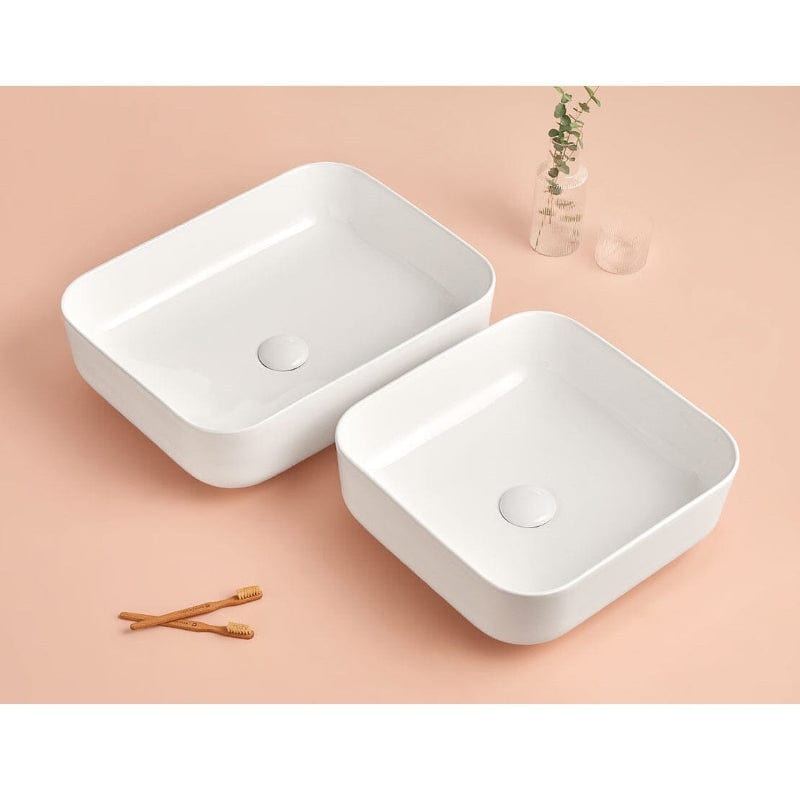 Rechteckiges Aufsatzwaschbecken aus weißer Keramik CATANIA