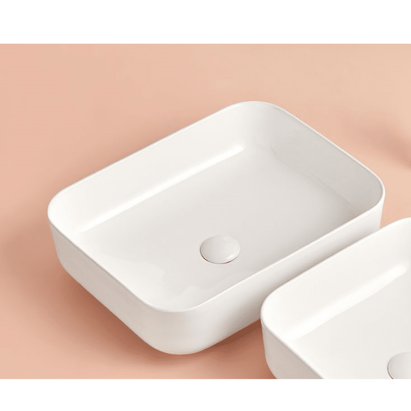 Rechteckiges Aufsatzwaschbecken aus weißer Keramik CATANIA