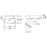 Villeroy & Boch Architectura Aufsatzwaschbecken oval 60 x 40 x 15,5 cm, ohne Überlauf, ungeschliffen