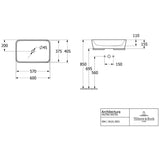 Villeroy & Boch Architectura Aufsatzwaschbecken, 60 x 40,5 x 15,5 cm, mit Überlauf, ungeschliffen