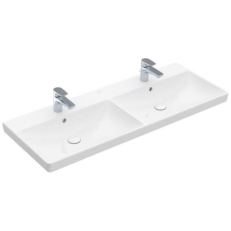 Villeroy & Boch Avento Schrank-Doppelwaschtisch 120 x 47 cm, mit 2 Hahnlöchern, mit Überlauf