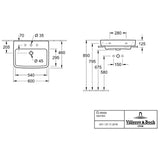 Villeroy & Boch O.novo Aufsatz-Waschtisch 60 x 46 cm mit Überlauf, 1 Hahnloch
