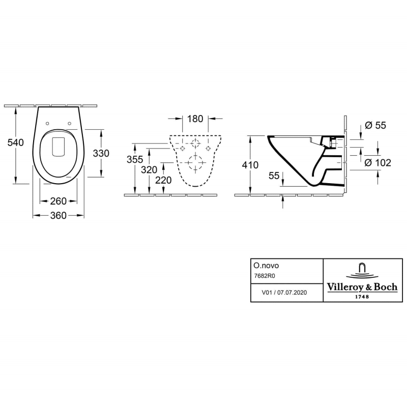 Villeroy & Boch O.novo Wand-WC mit DirectFlush, spülrandlos