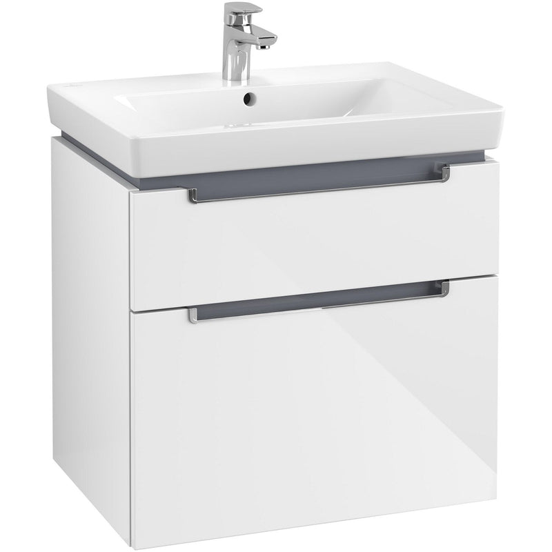 Villeroy & Boch Subway 2.0 Waschtischunterschrank XXL 63,7 cm, Griffe chromfarbig glänzend, 2 Auszüge