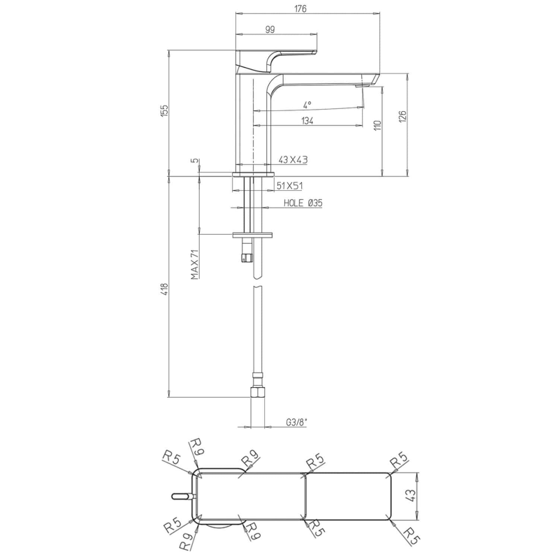 Villeroy & Boch Subway 3.0 Einhebel-Waschtischarmatur