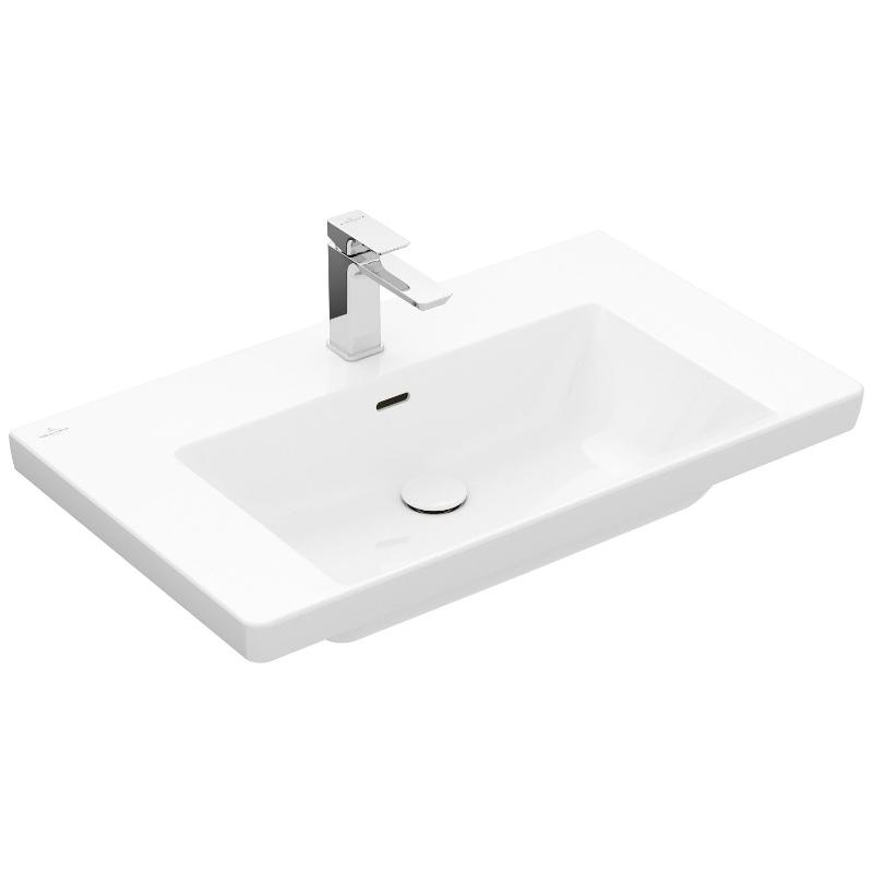 Villeroy & Boch Subway 3.0 Schrankwaschtisch 80 cm, mit 1 Hahnloch, mit Überlauf