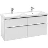 Villeroy & Boch Subway 3.0 Waschtischunterschrank 127,2 cm, 4 Auszüge, Griffe glänzend, ohne LED-Licht, für Doppel-Waschtisch