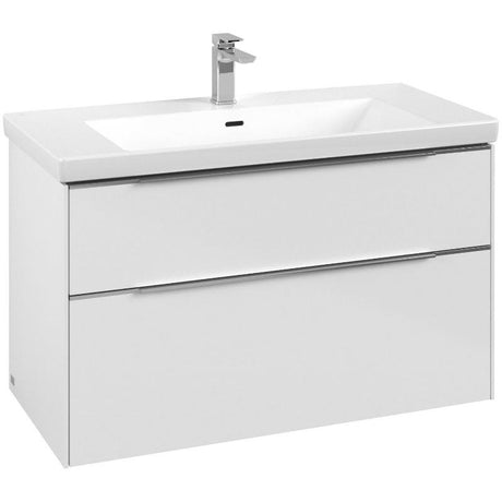 Villeroy & Boch Subway 3.0 Waschtischunterschrank 97,3 cm, 2 Auszüge, Griffe glänzend, ohne LED-Licht