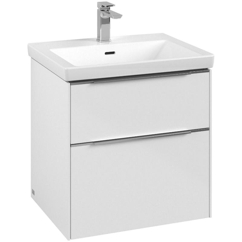 Villeroy & Boch Subway 3.0 Waschtischunterschrank 57,2 cm, 2 Auszüge, Griffe glänzend, ohne LED-Licht