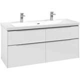 Villeroy & Boch Subway 3.0 Waschtischunterschrank 127,2 cm, 4 Auszüge, Griffe glänzend, ohne LED-Licht