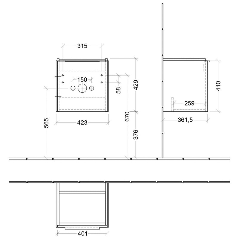 Villeroy & Boch Subway 3.0 Waschtischunterschrank 42,3 cm, 1 Tür, Anschlag links