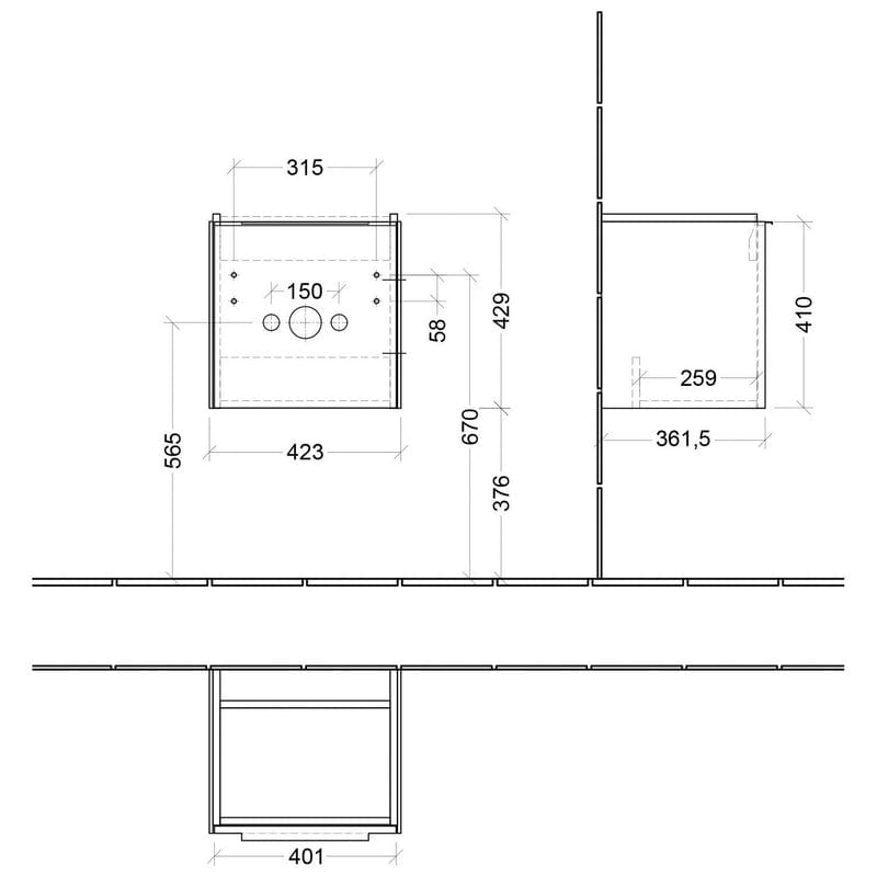 Villeroy & Boch Subway 3.0 Waschtischunterschrank 42,3 cm, 1 Tür, Anschlag rechts