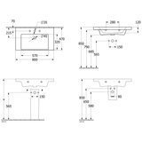 Villeroy & Boch Subway 3.0 Schrankwaschtisch 80 cm, mit 1 Hahnloch, ohne Überlauf