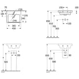 Villeroy & Boch Subway 3.0 Handwaschbecken 45 cm, für Möbelmontage, mit 1 Hahnloch, ohne Überlauf