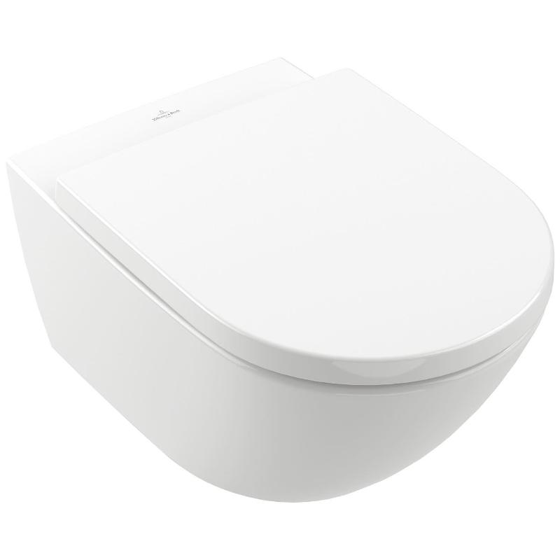 Villeroy & Boch Subway 3.0 Tiefspül-WC spülrandlos, wandhängend, TwistFlush, mit WC-Sitz 8M42S1, Combi-Pack