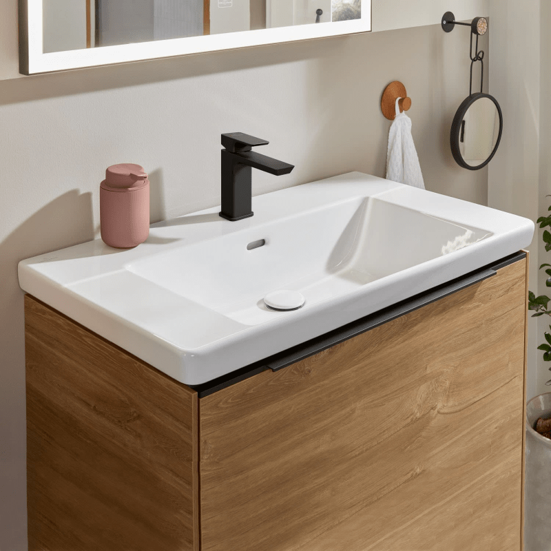 Villeroy & Boch Subway 3.0 Schrankwaschtisch 80 cm, mit 1 Hahnloch, mit Überlauf