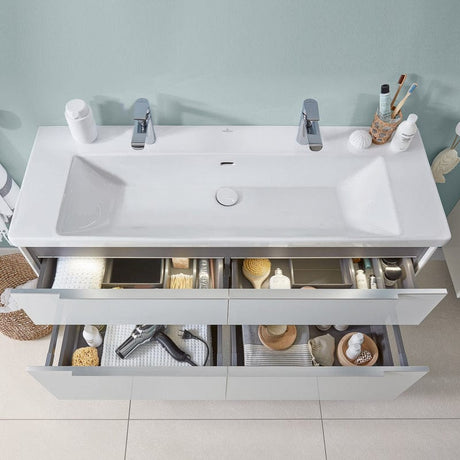 Villeroy & Boch Subway 3.0 Schrankwaschtisch 130 cm, mit 2 Hahnlöchern, mit  Überlauf