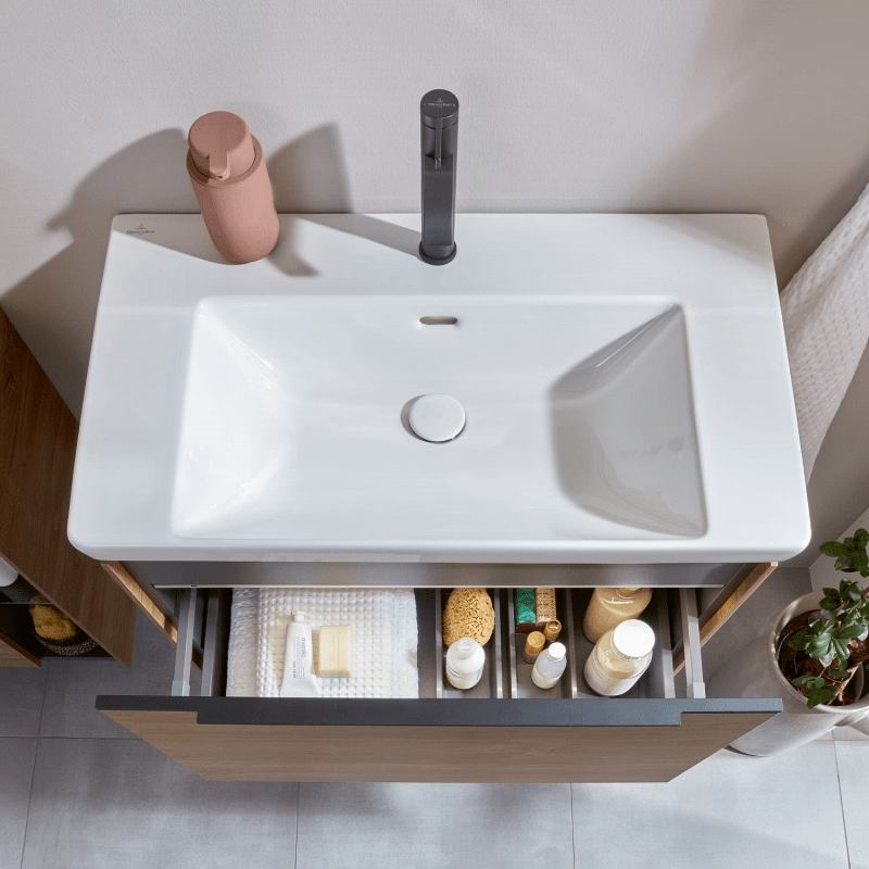 Villeroy & Boch Subway 3.0 Schrankwaschtisch 80 cm, mit 1 Hahnloch, mit Überlauf