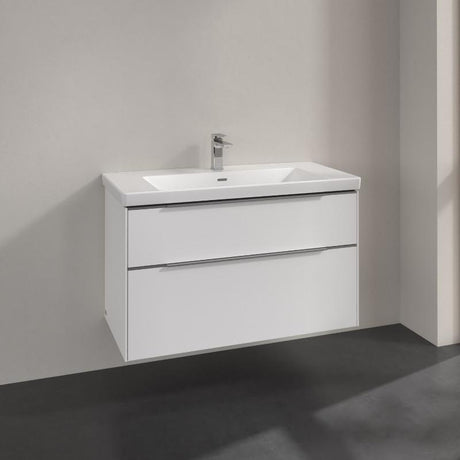 Villeroy & Boch Subway 3.0 Waschtischunterschrank 97,3 cm, 2 Auszüge, Griffe glänzend, ohne LED-Licht