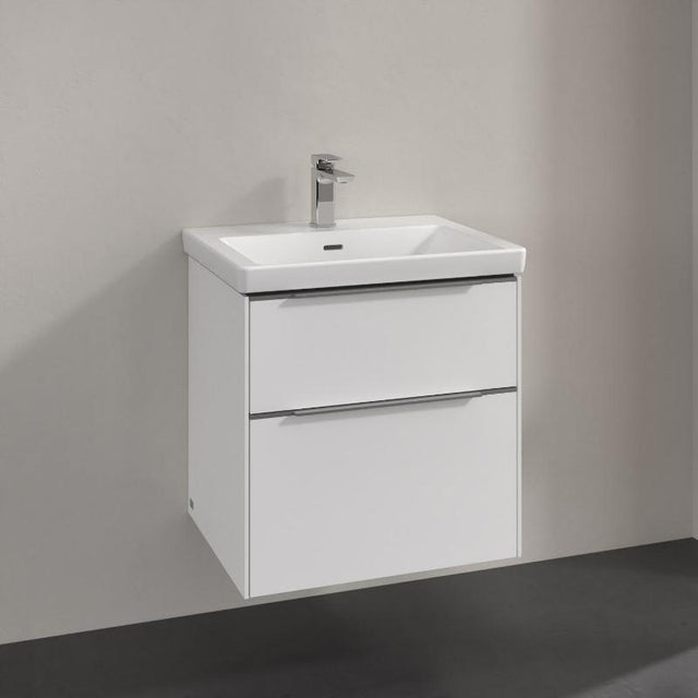 Villeroy & Boch Subway 3.0 Waschtischunterschrank 57,2 cm, 2 Auszüge, Griffe glänzend, ohne LED-Licht