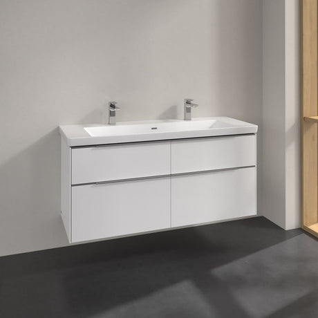 Villeroy & Boch Subway 3.0 Waschtischunterschrank 127,2 cm, 4 Auszüge, Griffe glänzend, ohne LED-Licht