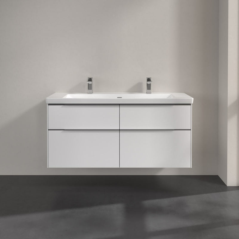 Villeroy & Boch Subway 3.0 Waschtischunterschrank 127,2 cm, 4 Auszüge, Griffe glänzend, ohne LED-Licht