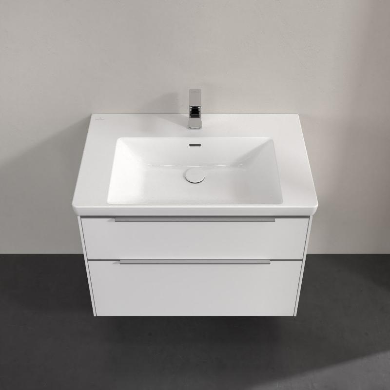 Villeroy & Boch Subway 3.0 Waschtischunterschrank 77,2 cm, 2 Auszüge, Griffe glänzend, ohne LED-Licht