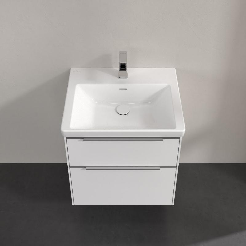 Villeroy & Boch Subway 3.0 Waschtischunterschrank 57,2 cm, 2 Auszüge, Griffe glänzend, ohne LED-Licht