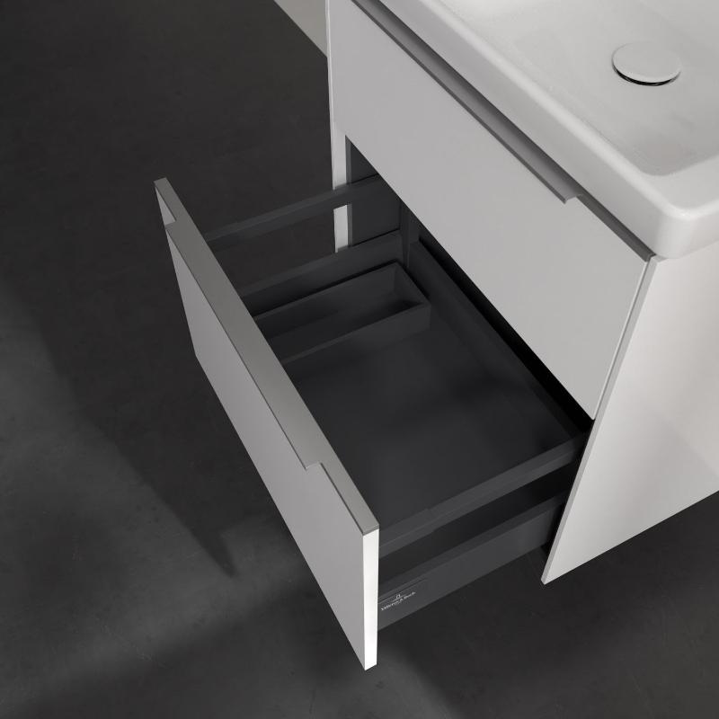 Villeroy & Boch Subway 3.0 Waschtischunterschrank 57,2 cm, 2 Auszüge, Griffe glänzend, ohne LED-Licht