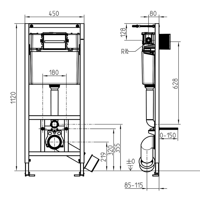 Villeroy & Boch ViConnect Pro S WC-Vorwandelement für Trockenbau 112 cm