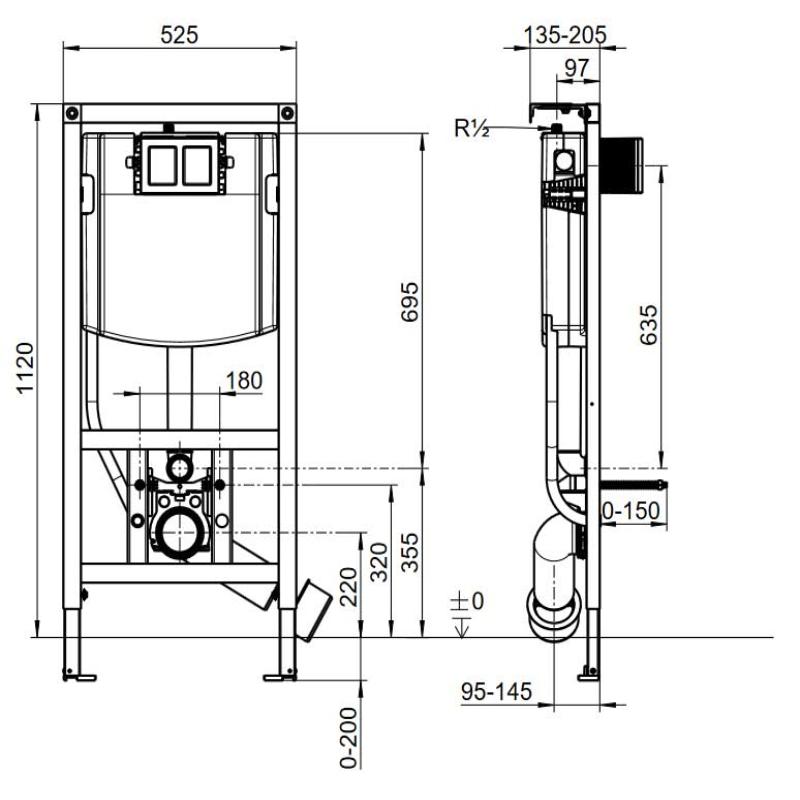 Villeroy & Boch Viconnect WC-Element für Trockenbau, Standardhöhe 112 cm