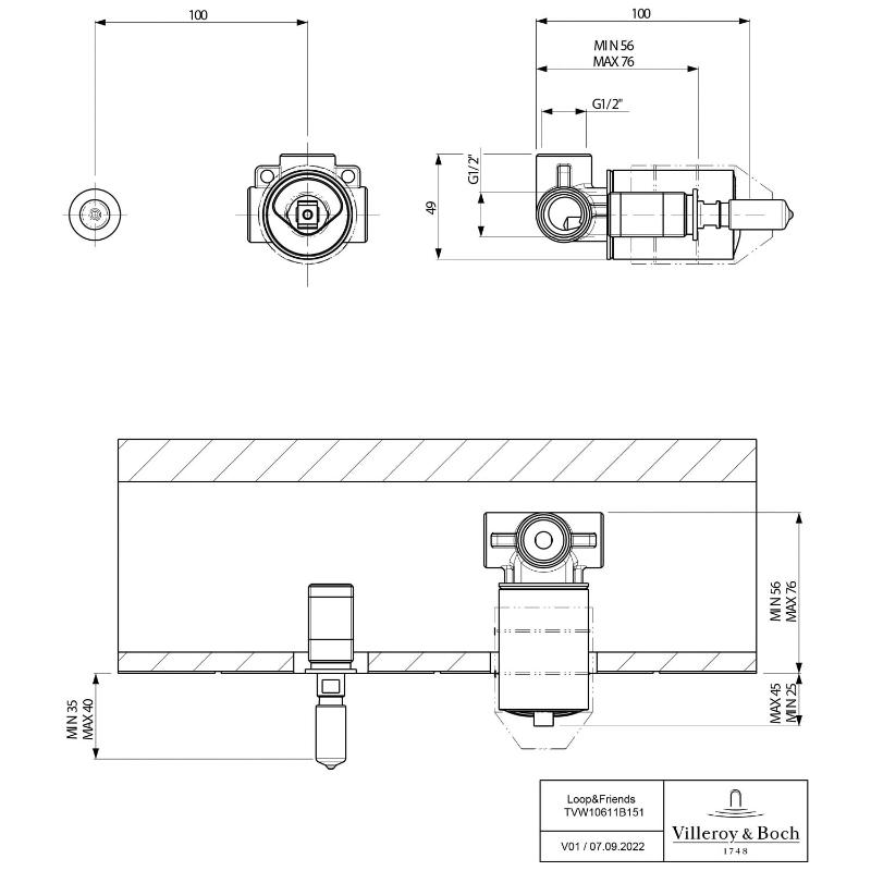 Villeroy & Boch Loop & Friends Universal-Einbaukörper für Unterputz-Einhebel-Armatur