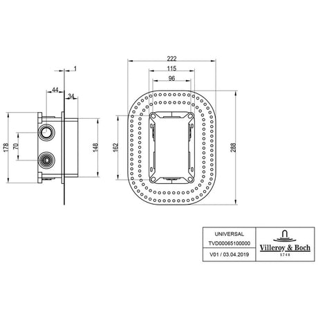 Villeroy & Boch Universal Taps & Fittings Vi-Box Thermostat-Unterputz-Einbaukörper mit Sicherungseinrichtung